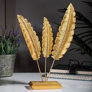 3er-Set Feder Skulptur Modern Deko Aesthetic Gold Feder Figuren